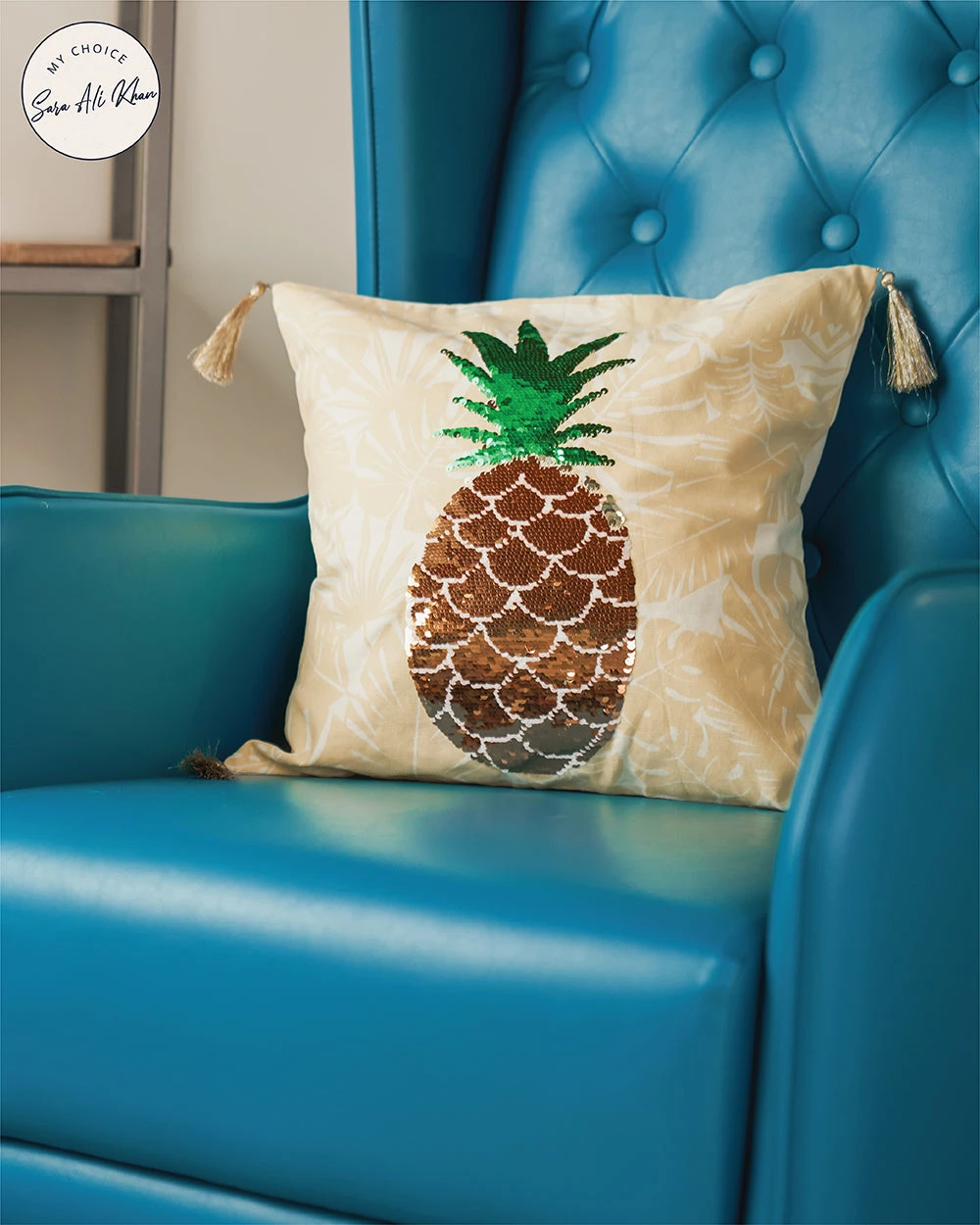 Chumbakdesign Sequin Pineapple Tassel Cushion Cover 3 Chumbakdesign Sequin Pineapple Tassel Cushion Cover
