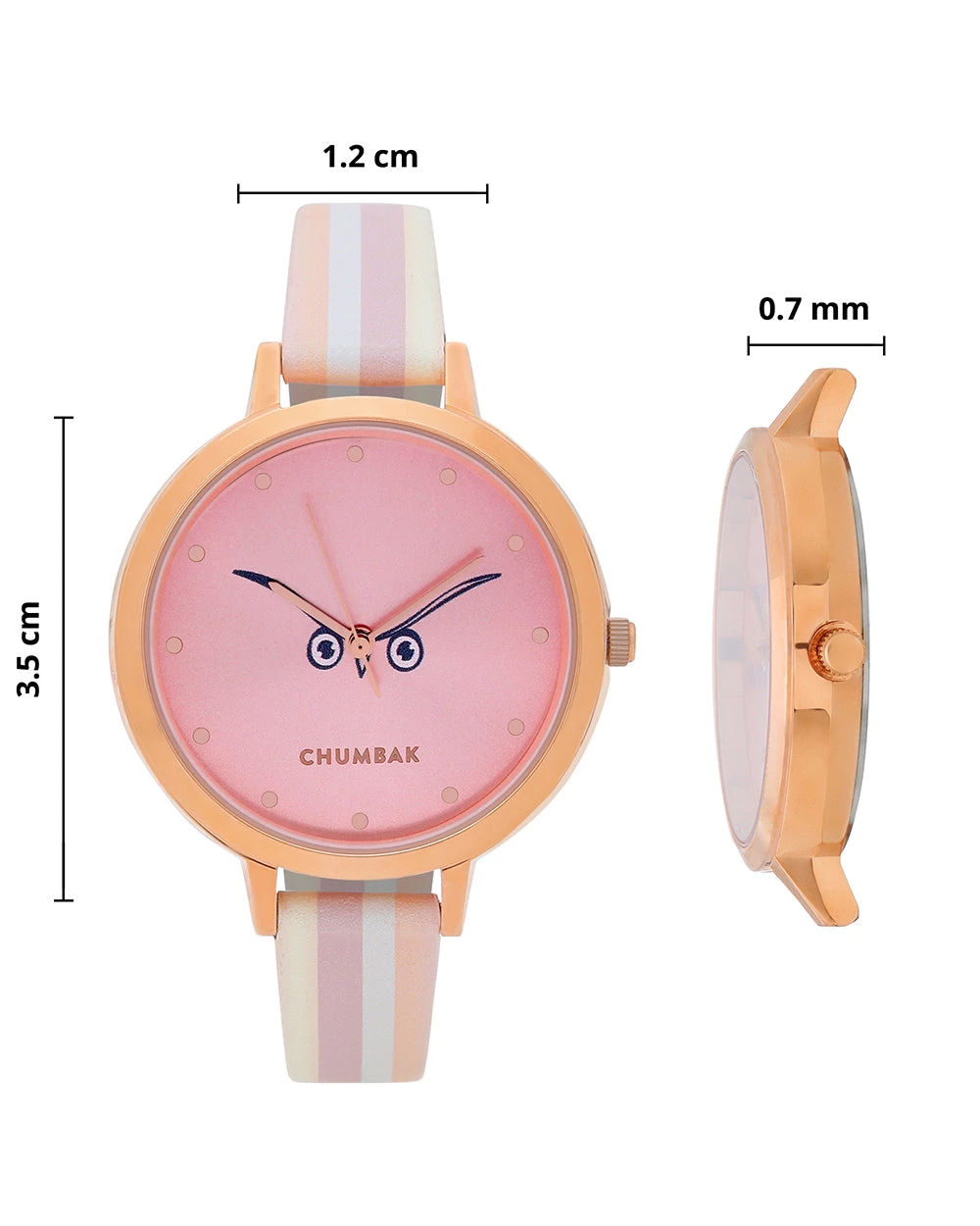 Chumbakdesign Watches & Jewellery TEAL By Chumbak Owl Brows Printed Wrist Watch - Pink 10 Chumbakdesign Watches & Jewellery TEAL By Chumbak Owl Brows Printed Wrist Watch - Pink
