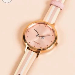 Chumbakdesign Watches & Jewellery TEAL By Chumbak Owl Brows Printed Wrist Watch - Pink