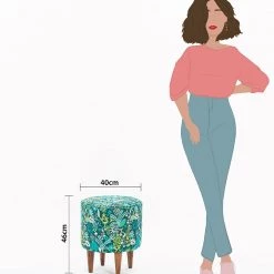 Chumbakdesign Furniture & Storage The French Pouffe - Tropical Ikkat 11 Chumbakdesign Furniture & Storage The French Pouffe - Tropical Ikkat