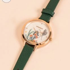 Chumbakdesign Mother Of Pearl Tropical Beads Watch & Bracelet Set ' Olive Green Watches & Jewellery