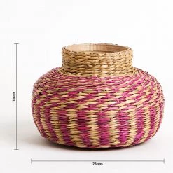 Chumbakdesign Rattan Bands Pink Vase Garden Decor