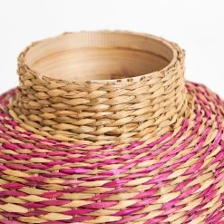 Chumbakdesign Rattan Bands Pink Vase Garden Decor
