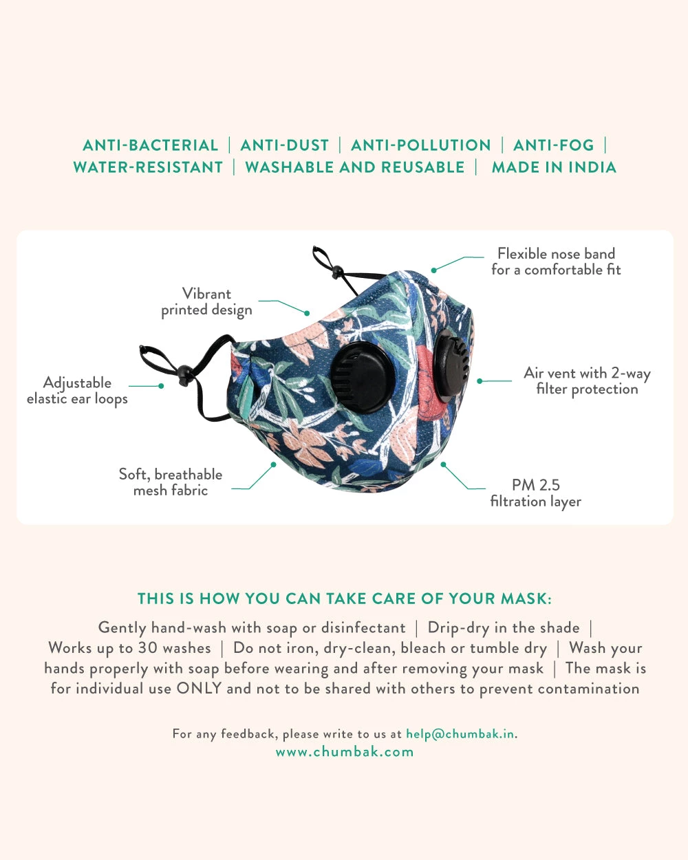 Chumbakdesign The Brighter Side Face Mask – Eco-Friendly, Reusable & Washable- Adults Set Of 3 Chumbak Beauty 6 Chumbakdesign The Brighter Side Face Mask – Eco-Friendly, Reusable & Washable- Adults Set Of 3 Chumbak Beauty