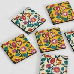 Chumbakdesign Dining & Kitchen Country Wooden Coasters - Set Of 6, 4” X 4”