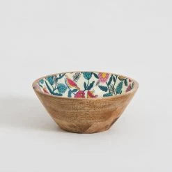Chumbakdesign Country Wooden Large Bowl - Floral, 8”x 8” X 3.5” Dining & Kitchen