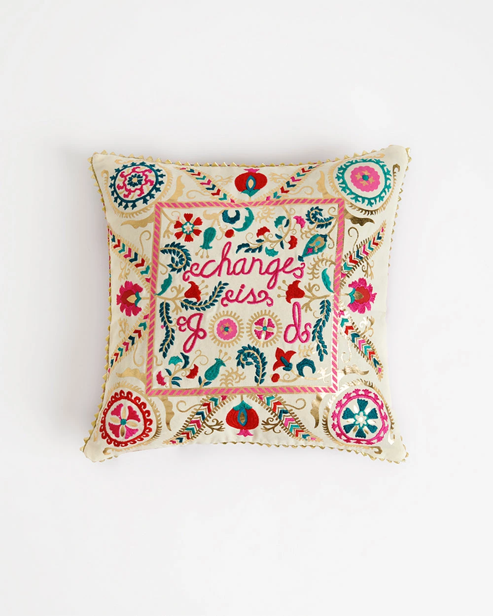 Chumbakdesign Nomad 'Change Is Good' Cushion Cover - Suzani Inspired Reversible Red & White 16inches 4 Chumbakdesign Nomad 'Change Is Good' Cushion Cover - Suzani Inspired Reversible Red & White 16inches
