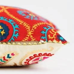Chumbakdesign Nomad 'Change Is Good' Cushion Cover - Suzani Inspired Reversible Red & White 16inches 11 Chumbakdesign Nomad 'Change Is Good' Cushion Cover - Suzani Inspired Reversible Red & White 16inches