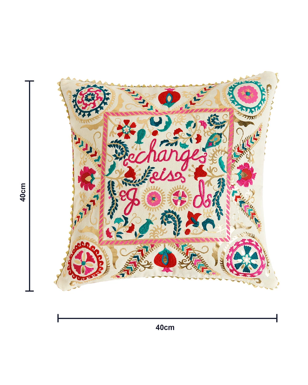 Chumbakdesign Nomad 'Change Is Good' Cushion Cover - Suzani Inspired Reversible Red & White 16inches 8 Chumbakdesign Nomad 'Change Is Good' Cushion Cover - Suzani Inspired Reversible Red & White 16inches