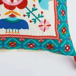 Chumbakdesign Grandma 'Winter Sweater' Cushion Cover - Vintage Cross Stitch Inspired Blue & White Reversible 16inches