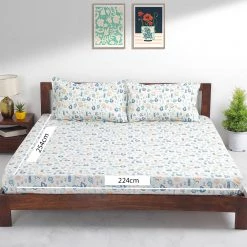 Chumbakdesign TEAL By Chumbak Bahamas Beach Bedsheet - Queen Size, 144TC, White