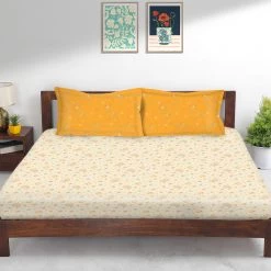 Chumbakdesign TEAL By Chumbak Cypress Paisleys Double Bedsheet Set, 144TC