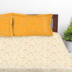 Chumbakdesign TEAL By Chumbak Cypress Paisleys Double Bedsheet Set, 144TC