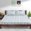 Chumbakdesign TEAL By Chumbak Tokyo Garden Bedsheet - Queen Size, 144TC, Green Bed & Furnishing