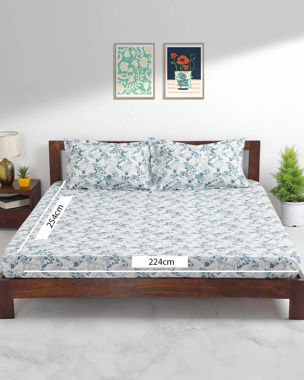 Chumbakdesign TEAL By Chumbak Tokyo Garden Bedsheet - Queen Size, 144TC, Green Bed & Furnishing 7 Chumbakdesign TEAL By Chumbak Tokyo Garden Bedsheet - Queen Size, 144TC, Green Bed & Furnishing