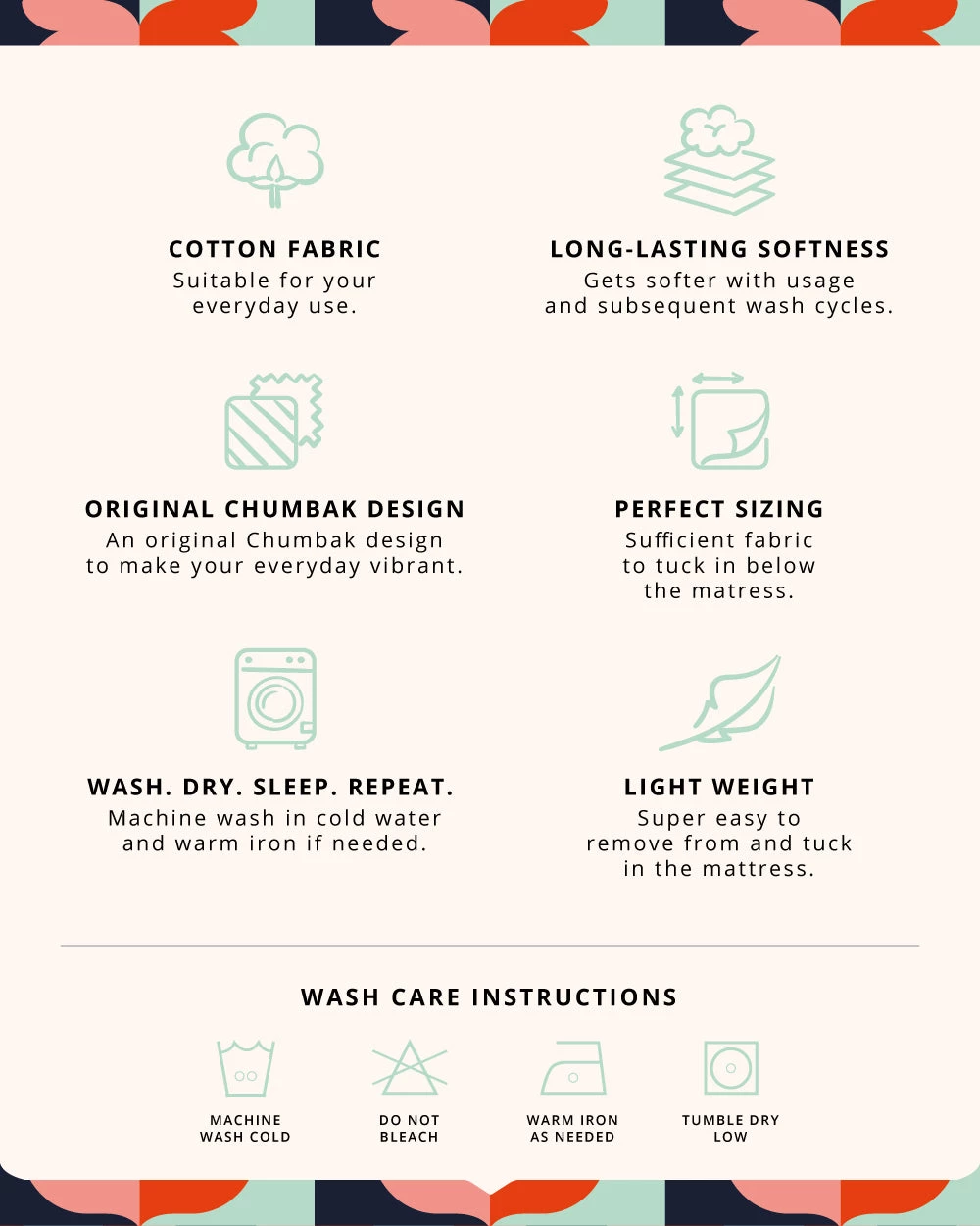 Chumbakdesign TEAL By Chumbak Tokyo Garden Bedsheet - Queen Size, 144TC, Green Bed & Furnishing 8 Chumbakdesign TEAL By Chumbak Tokyo Garden Bedsheet - Queen Size, 144TC, Green Bed & Furnishing