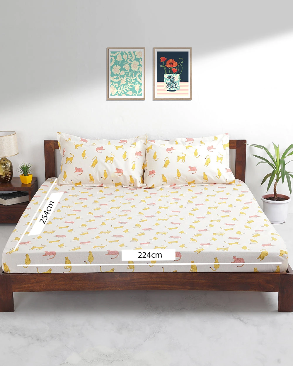 Chumbakdesign TEAL By Chumbak Kenya Leopards Bedsheet - Queen Size, 144TC 7 Chumbakdesign TEAL By Chumbak Kenya Leopards Bedsheet - Queen Size, 144TC