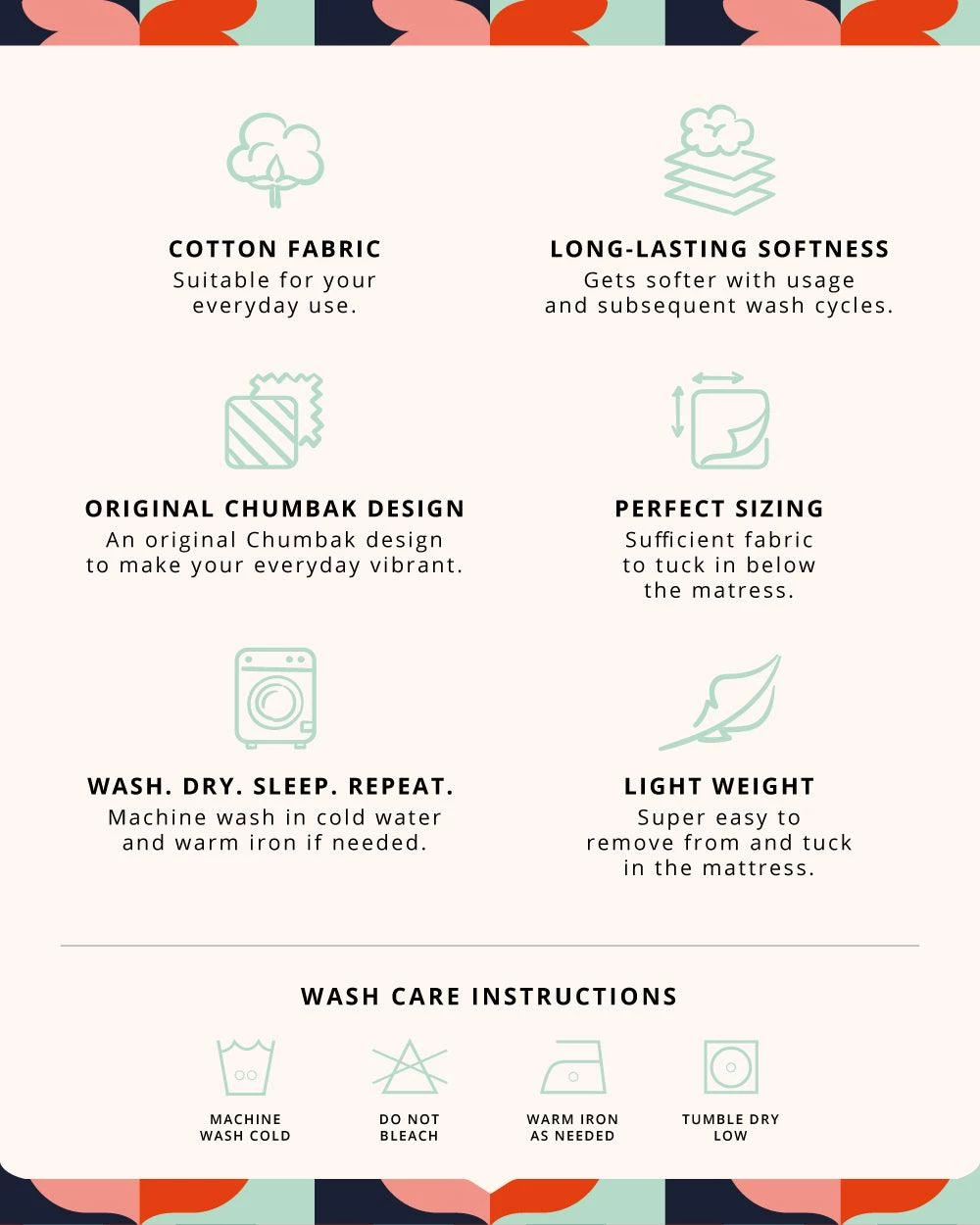 Chumbakdesign Chumbak Jaipur Paisleys Bedsheet - Queen Size, 180TC 8 Chumbakdesign Chumbak Jaipur Paisleys Bedsheet - Queen Size, 180TC