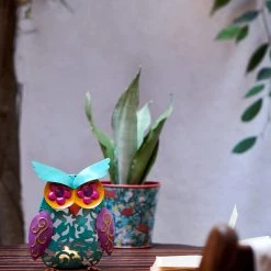 Chumbakdesign Garden Decor Flower Power Owl Tealight Holder