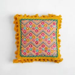 Chumbakdesign Sunshine Kutch Mirror & Tassel Cushion Cover