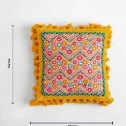Chumbakdesign Sunshine Kutch Mirror & Tassel Cushion Cover