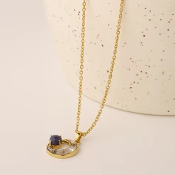Chumbakdesign Starry Starry Nights Necklace - Lapis Lazuli, Mother Of Pearl & Diamonds