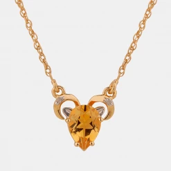 Chumbakdesign Aries Zodiac Necklace - Citrine, Diamond Watches & Jewellery