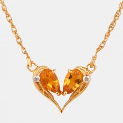 Chumbakdesign Gemini Zodiac Necklace- Citrine, Diamond Watches & Jewellery