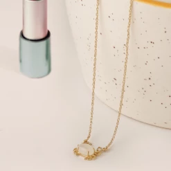 Chumbakdesign Cancer Zodiac Necklace - Moonstone, Diamond
