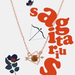 Chumbakdesign Sagittarius Zodiac Necklace- Citrine, Diamond Watches & Jewellery