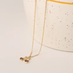 Chumbakdesign Libra Zodiac Necklace- Smoky Quartz, Diamond