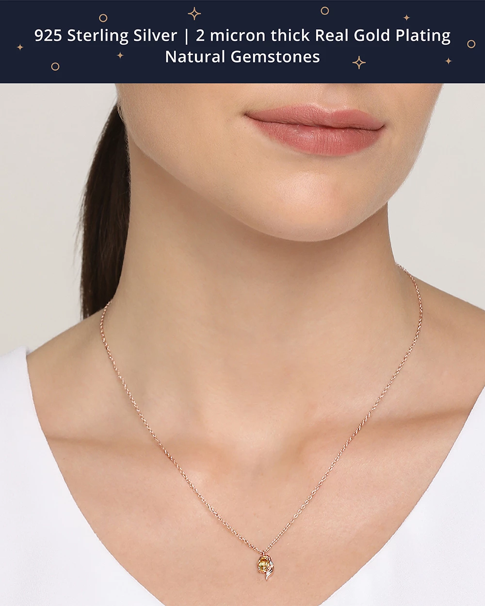 Chumbakdesign Virgo Zodiac Necklace - Citrine, Diamond 4 Chumbakdesign Virgo Zodiac Necklace - Citrine, Diamond