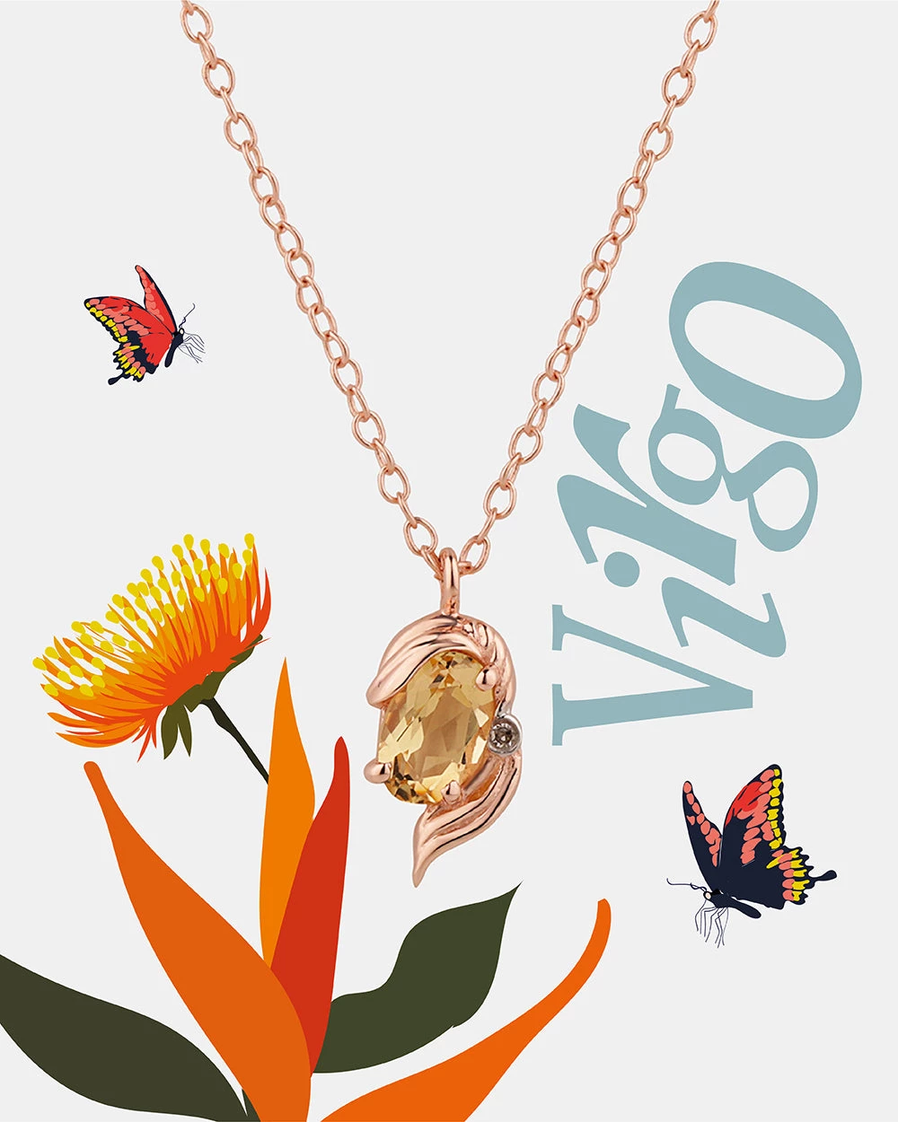 Chumbakdesign Virgo Zodiac Necklace - Citrine, Diamond 10 Chumbakdesign Virgo Zodiac Necklace - Citrine, Diamond