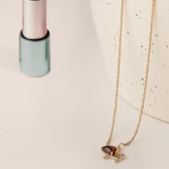 Chumbakdesign Watches & Jewellery Aquarius Zodiac Necklace - Red Garnet, Diamond