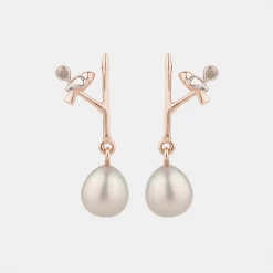 Chumbakdesign Morning Chirps Earrings - Grey Pearl, Diamond