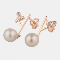 Chumbakdesign Morning Chirps Earrings - Grey Pearl, Diamond