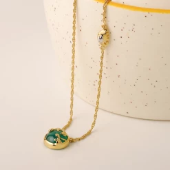 Chumbakdesign Forest Sunrise Necklace - Green Onyx , Diamond Watches & Jewellery