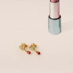 Chumbakdesign Watches & Jewellery With Owl My Heart Tear Drop Earrings - Red Garnet