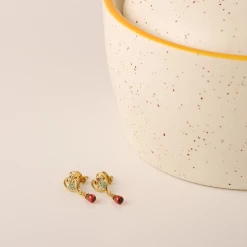 Chumbakdesign Watches & Jewellery With Owl My Heart Tear Drop Earrings - Red Garnet