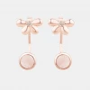 Chumbakdesign Take A Bow Earrings - Rose Quartz , Diamond