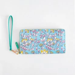 Chumbakdesign Tokyo Blooms And Boons Wristlet - Teal Bags & Accessories