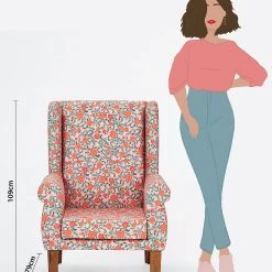 Chumbakdesign The Begum Wing Chair - Earthy Floral Furniture & Storage