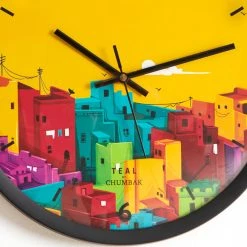 Chumbakdesign Teal By Chumbak | City Life Wall Clock - Black Rim Decor & Living 11 Chumbakdesign Teal By Chumbak | City Life Wall Clock - Black Rim Decor & Living
