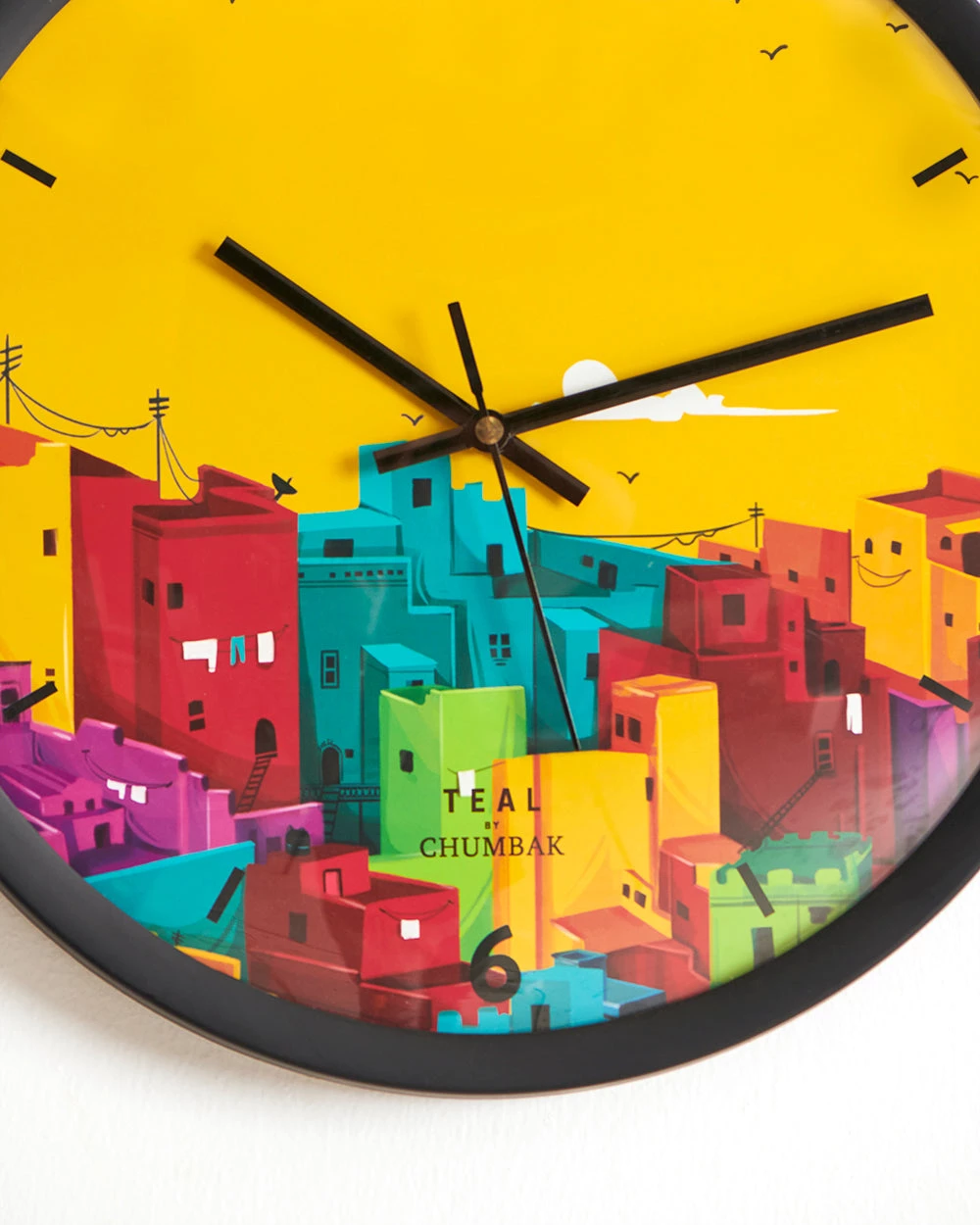 Chumbakdesign Teal By Chumbak | City Life Wall Clock - Black Rim Decor & Living 7 Chumbakdesign Teal By Chumbak | City Life Wall Clock - Black Rim Decor & Living