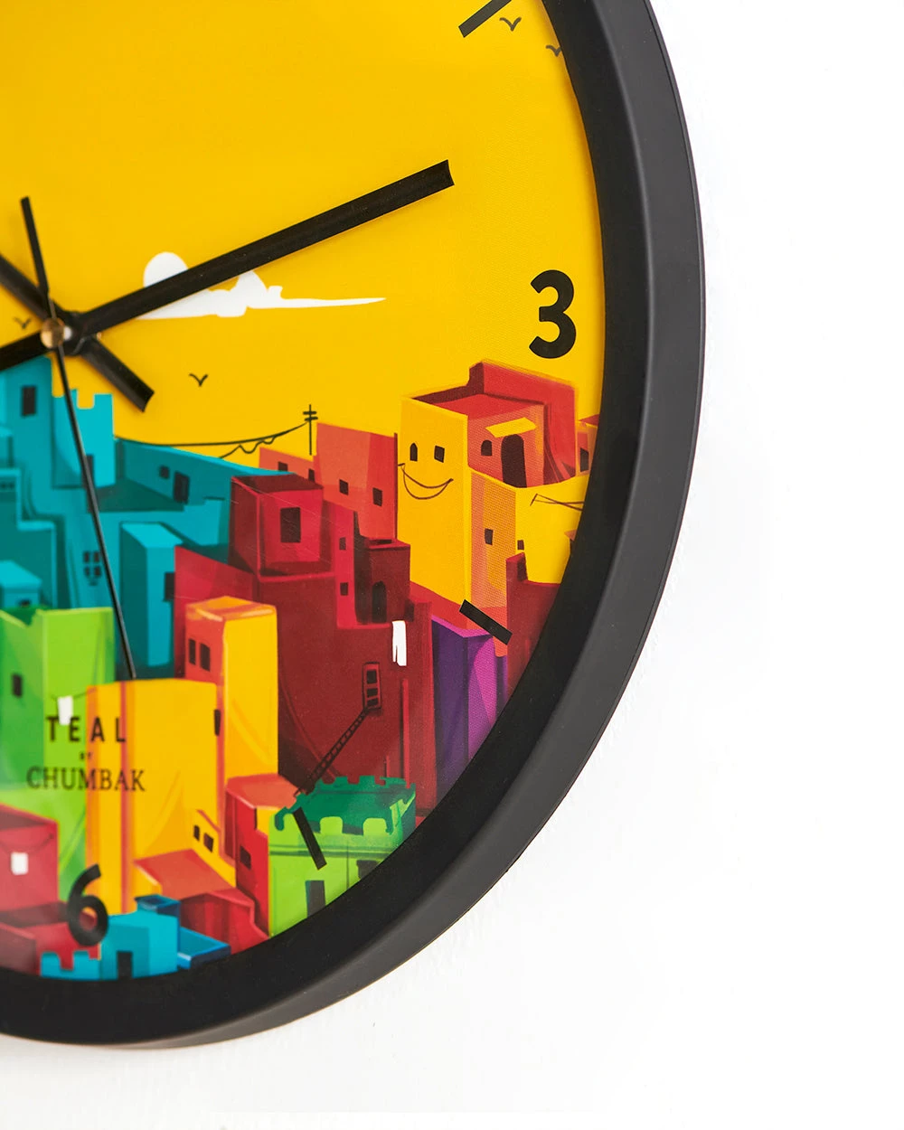 Chumbakdesign Teal By Chumbak | City Life Wall Clock - Black Rim Decor & Living 6 Chumbakdesign Teal By Chumbak | City Life Wall Clock - Black Rim Decor & Living