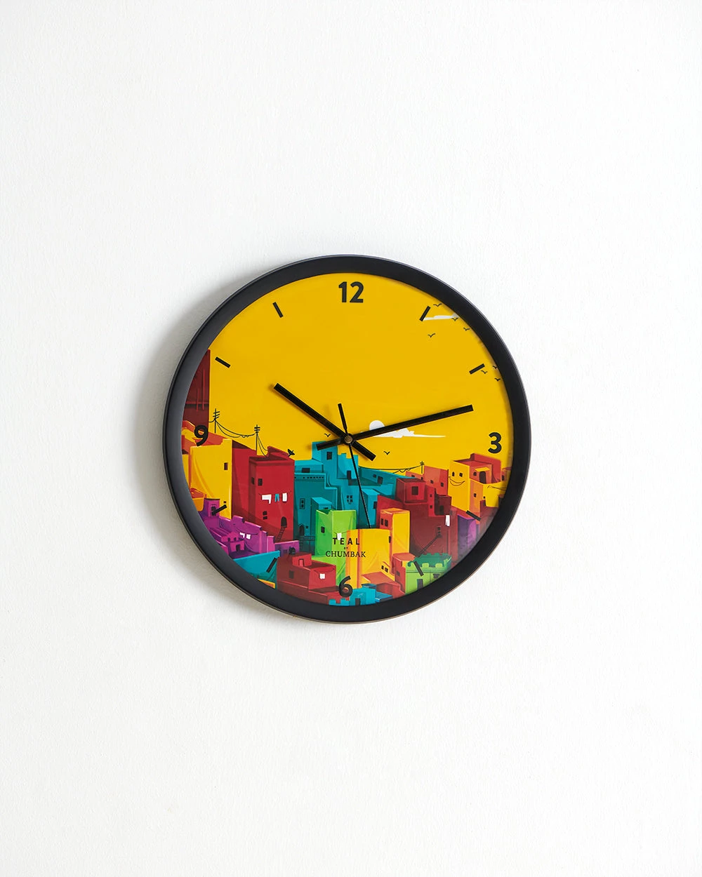 Chumbakdesign Teal By Chumbak | City Life Wall Clock - Black Rim Decor & Living 4 Chumbakdesign Teal By Chumbak | City Life Wall Clock - Black Rim Decor & Living