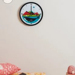 Chumbakdesign Decor & Living Teal By Chumbak | Globe Trotting Wall Clock - Black Rim