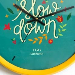 Chumbakdesign Teal By Chumbak | Live Slow Wall Clock - Yellow Rim
