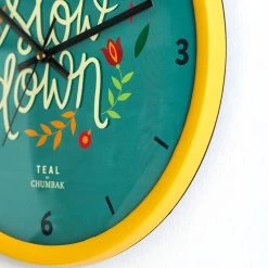 Chumbakdesign Teal By Chumbak | Live Slow Wall Clock - Yellow Rim