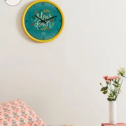 Chumbakdesign Teal By Chumbak | Live Slow Wall Clock - Yellow Rim